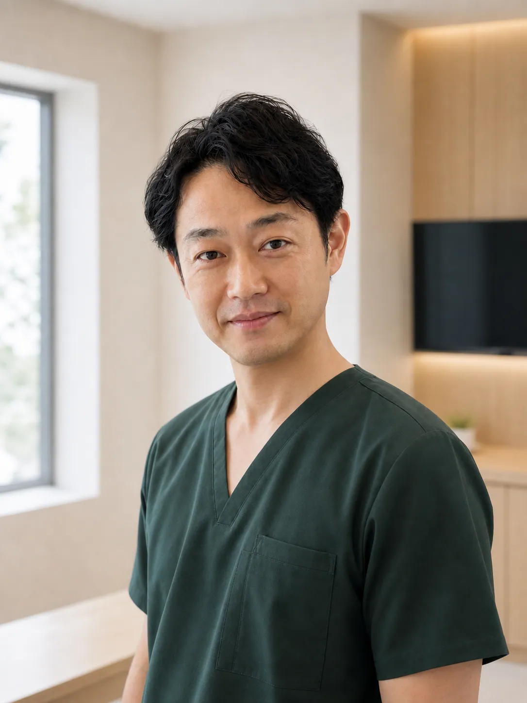 院長の自然な斜め向きポートレート（AI生成イメージ）